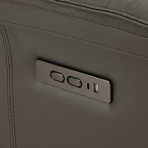 Vincenzo Dark Grey Leather Swivel Power Recliner Chair - Pendle Village Furniture