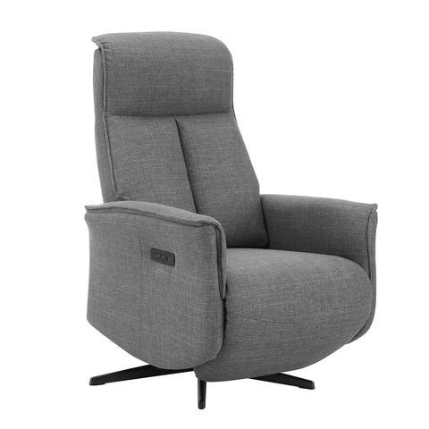 Vincenzo Charcoal Grey Fabric Swivel Power Recliner Chair - Pendle Village Furniture