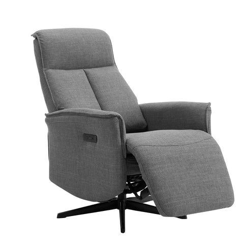 Vincenzo Charcoal Grey Fabric Swivel Power Recliner Chair - Pendle Village Furniture