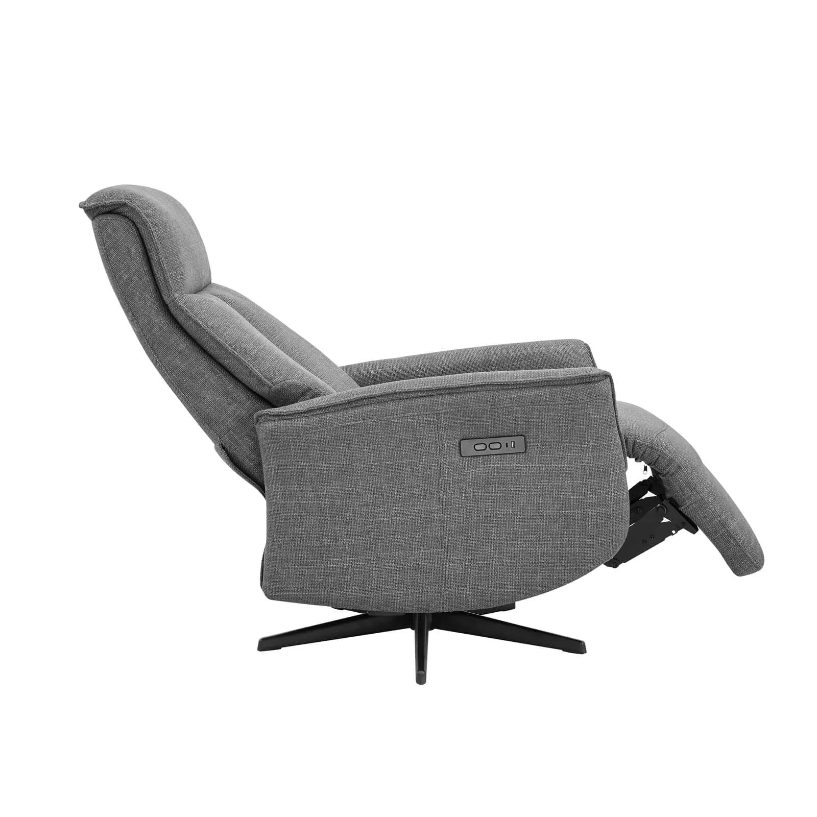Vincenzo Charcoal Grey Fabric Swivel Power Recliner Chair - Pendle Village Furniture