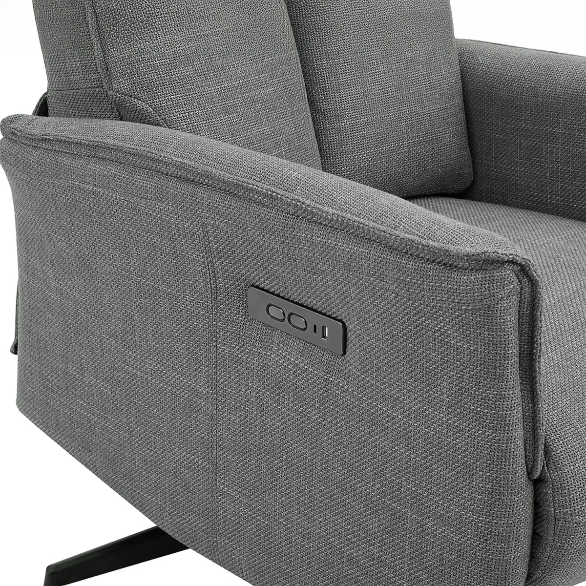 Vincenzo Charcoal Grey Fabric Swivel Power Recliner Chair - Pendle Village Furniture