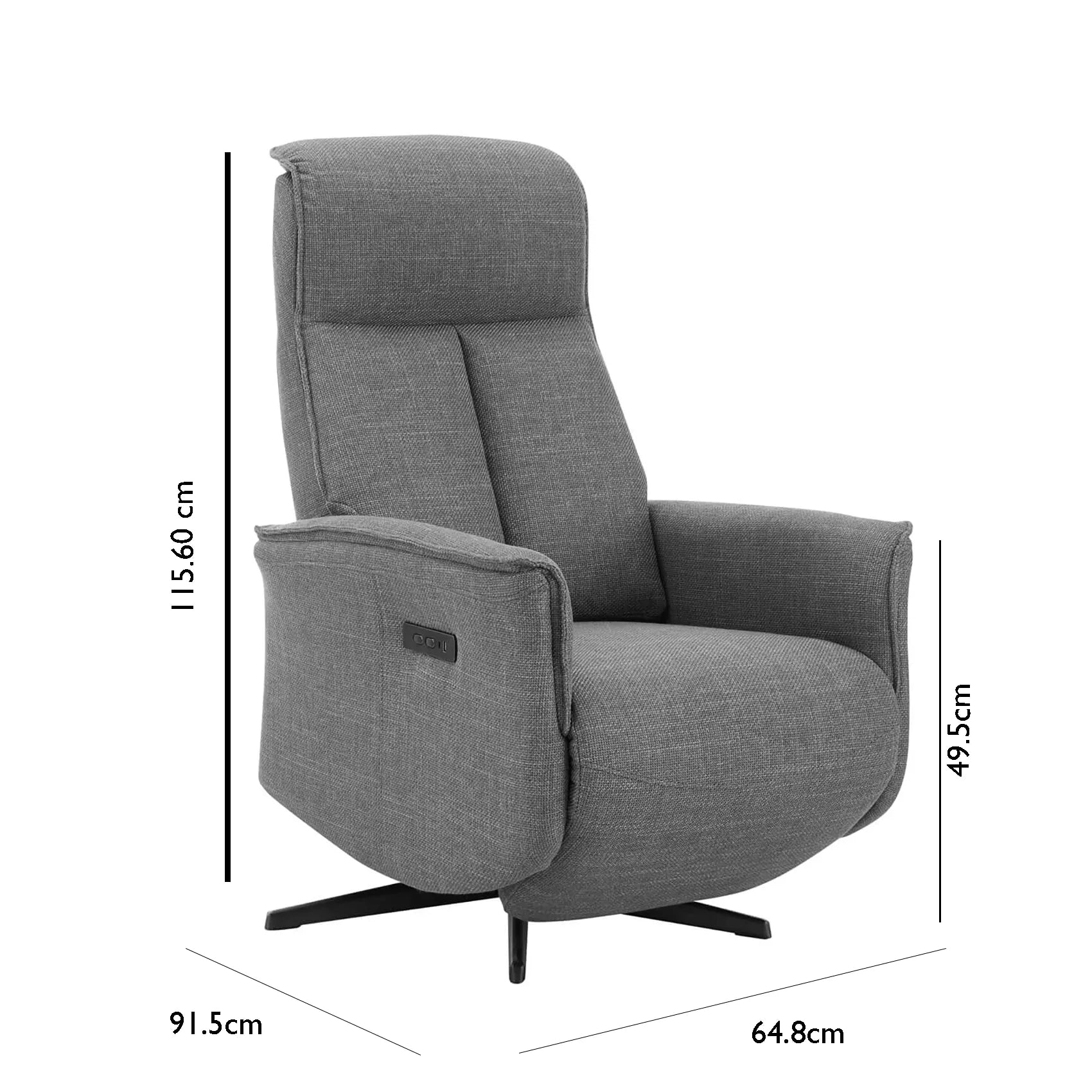 Vincenzo Charcoal Grey Fabric Swivel Power Recliner Chair - Pendle Village Furniture