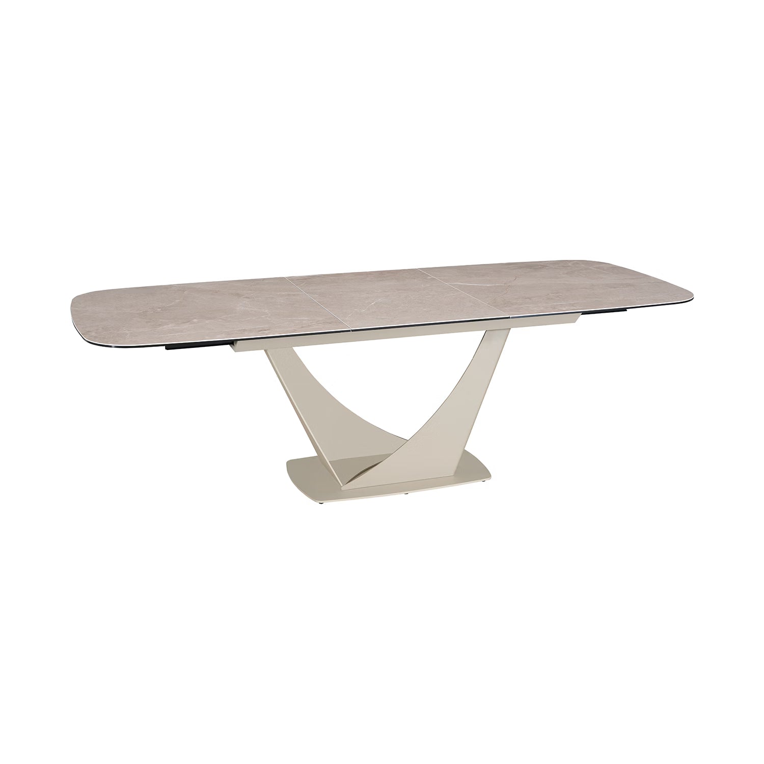 Vita Mocha Ceramic Extending Dining Table with V-Shaped Base