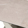 A close-up of Vita Mocha Ceramic Extending Dining Table with V-Shaped Base, Showing table top finish