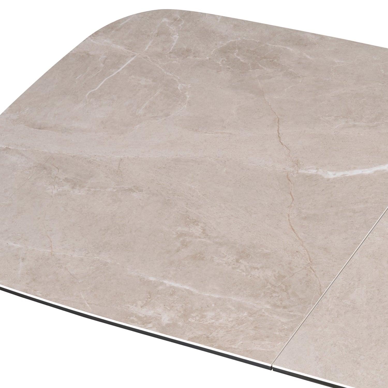 Close up of Table top of Vita Contemporary Mocha Ceramic Dining Table showing the marble pattern