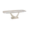 Extended view of the Vita Pearl White Ceramic Extending Dining Table 180-240cm