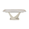 Straight view of the Vita Pearl White Ceramic Extending Dining Table 180-240cm