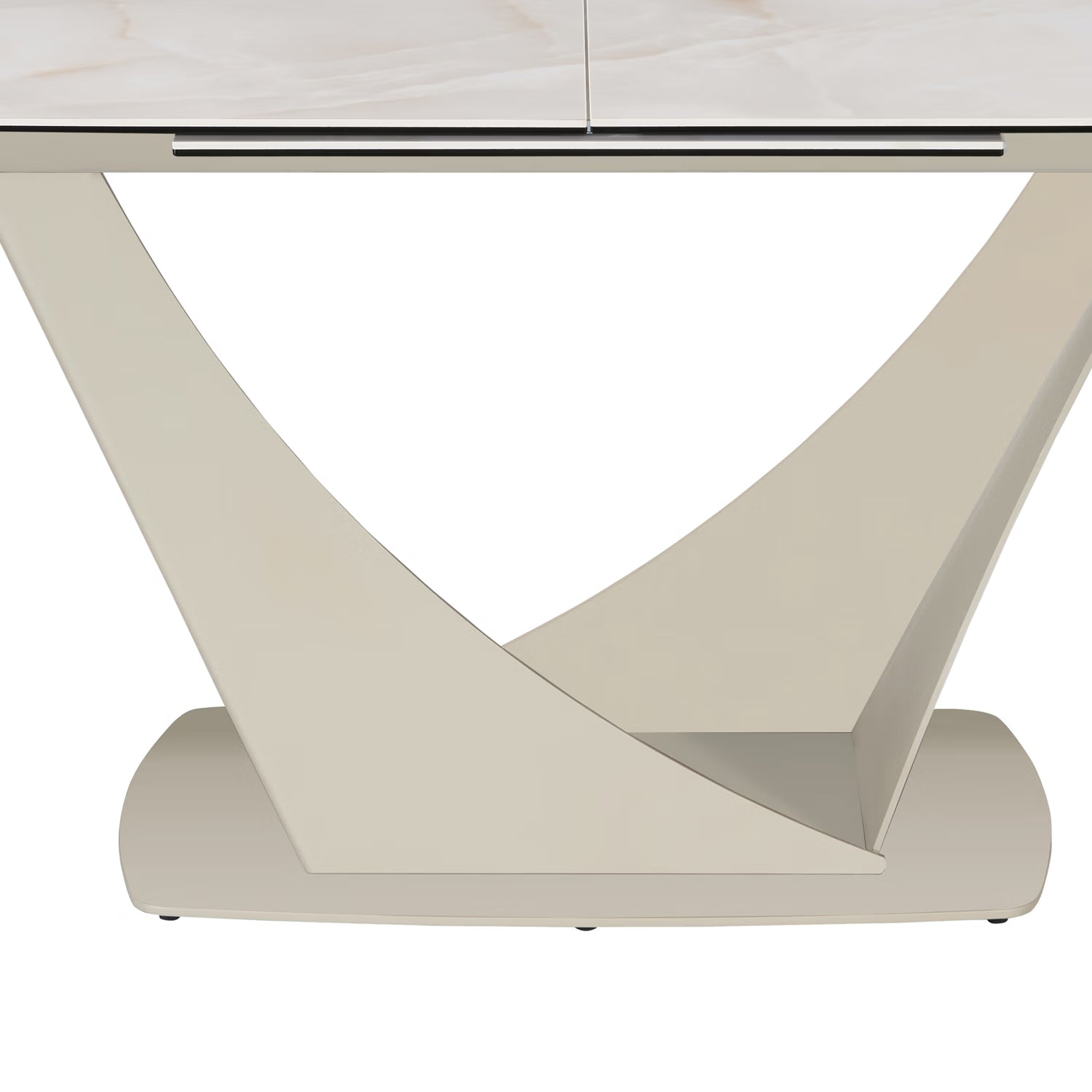 Vita Pearl White Ceramic Extending Dining Table with V-Shaped Base