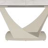 Vita Pearl White Ceramic Extending Dining Table with V-Shaped Base