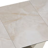 Close up of Vita Pearl White Ceramic Extending Dining Table 180-240cm Showing Table Top Extension