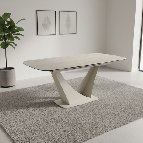 Vita Travertine Ceramic Extending Dining Table 180-240cm