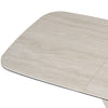 Close-up of Modern Vita 180-240cm Travertine ceramic dining table extended