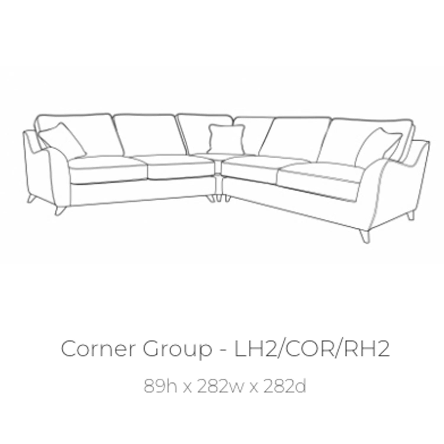 Viva Navy Blue Fabric 2 Corner 2 Sofa - Dimensions 