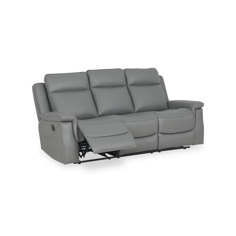 Dallas Grey Leather 3 Seater Manual Recliner Sofa