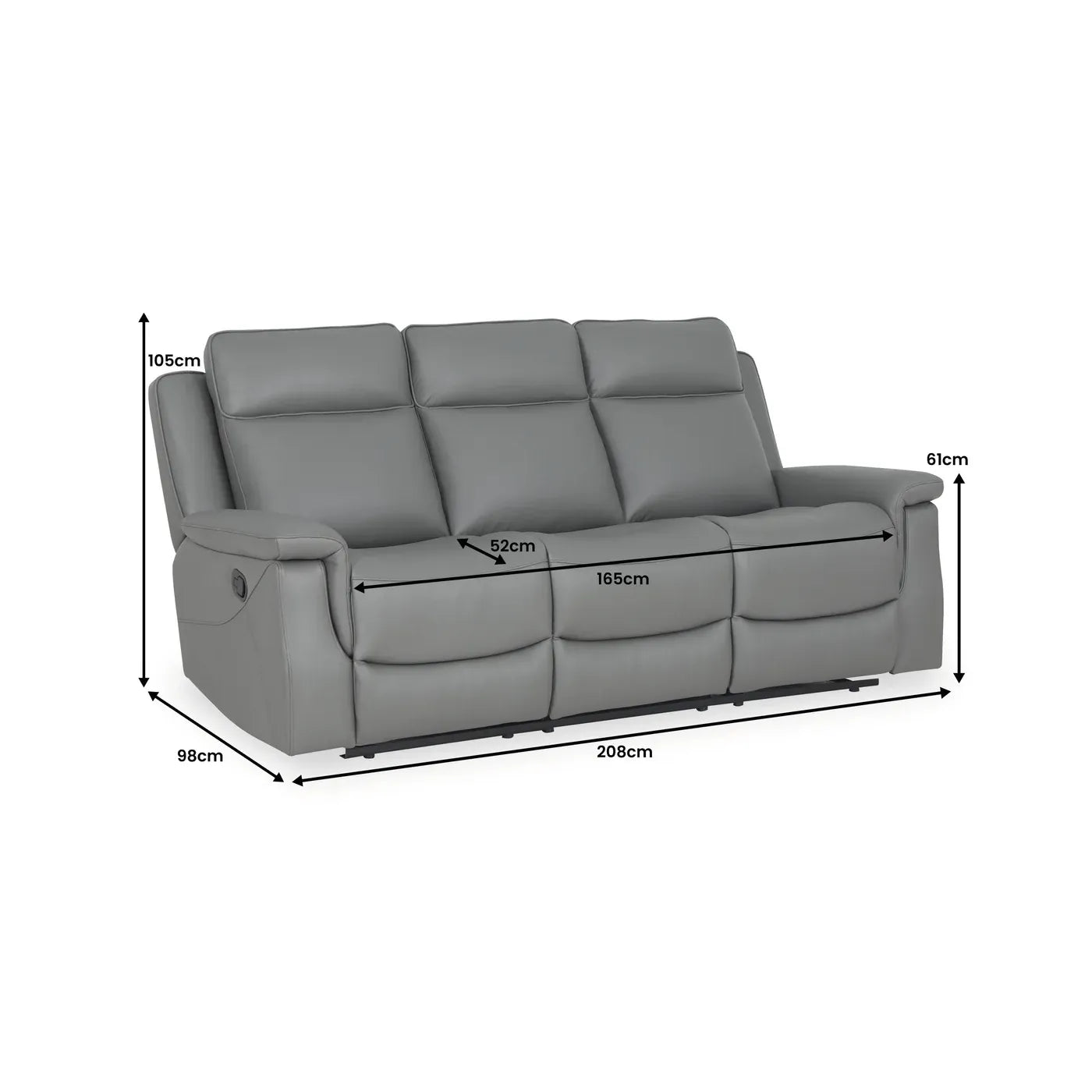 Cheap Dallas Reclining Leather 3 Seater Sofa