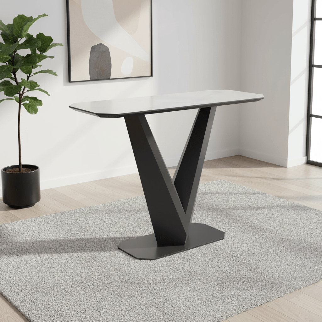 Merlin Matte White Ceramic Console Table