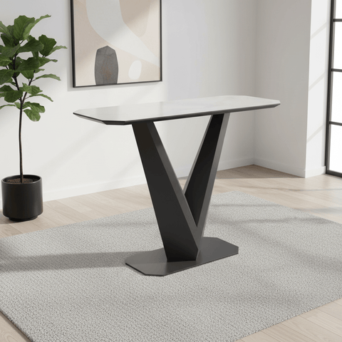 Merlin Matte White Ceramic Console Table