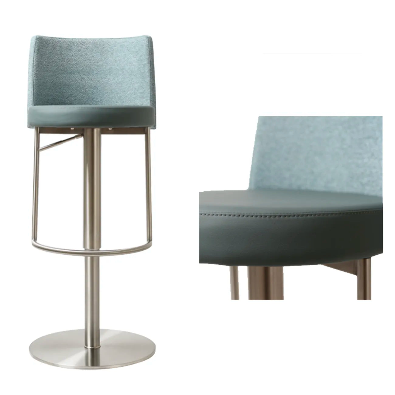 Vogue Stainless Steel Teal Barstool - Set of 2