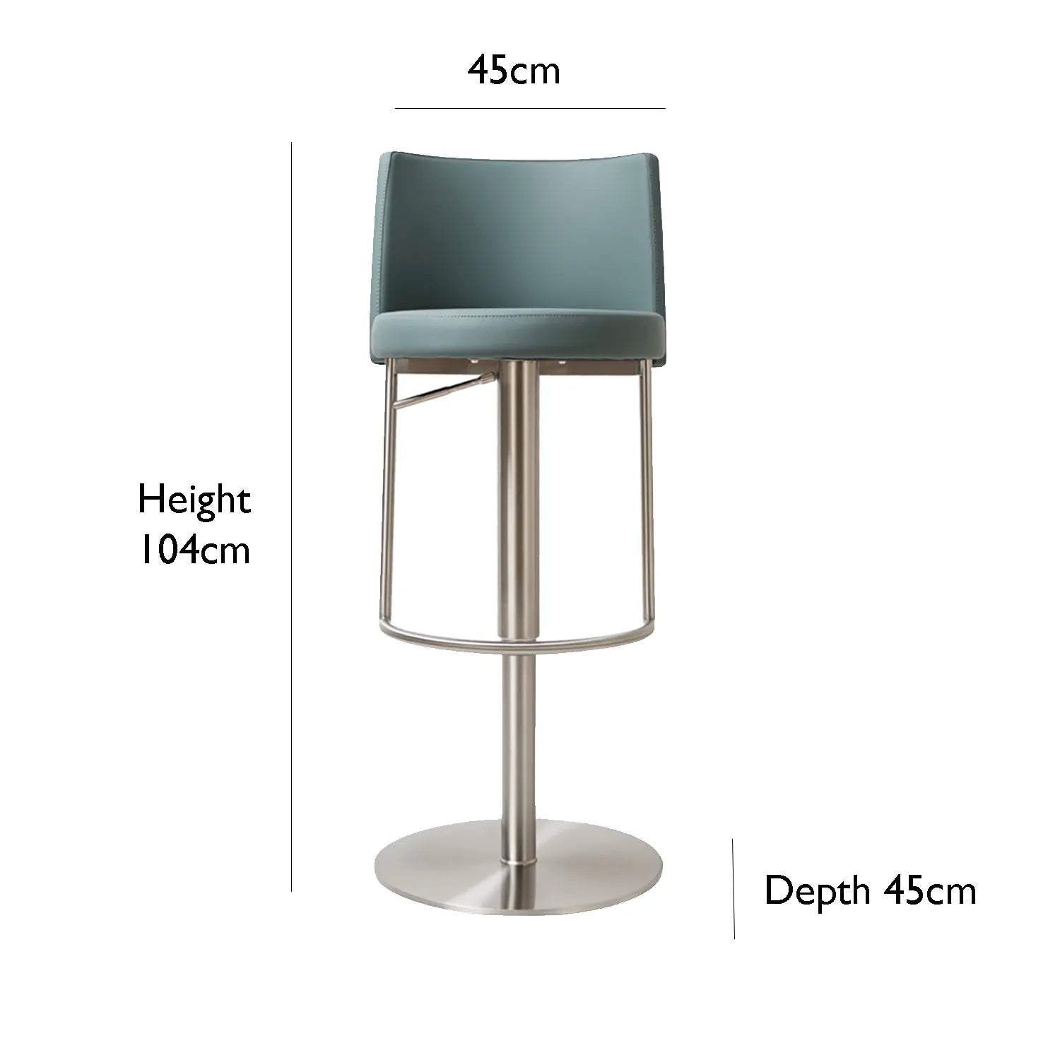 Vogue Stainless Steel Teal Barstool - Set of 2
