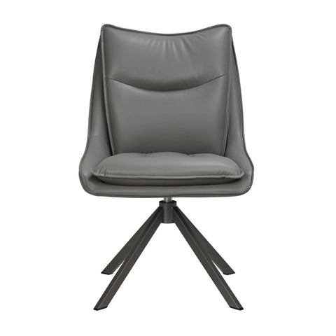 Vogue Leather Effect Grey Swivel Dining Chairs with Black Legs – Set of 4, 6 or 8