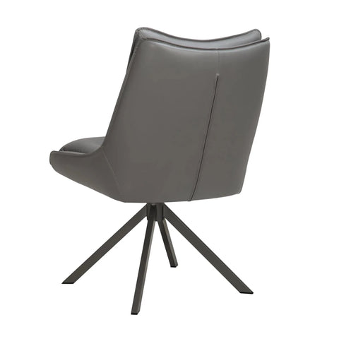 Back View of Vogue Leather Effect Grey Swivel Dining Chairs with Black Legs – Set of 4, 6 or 8