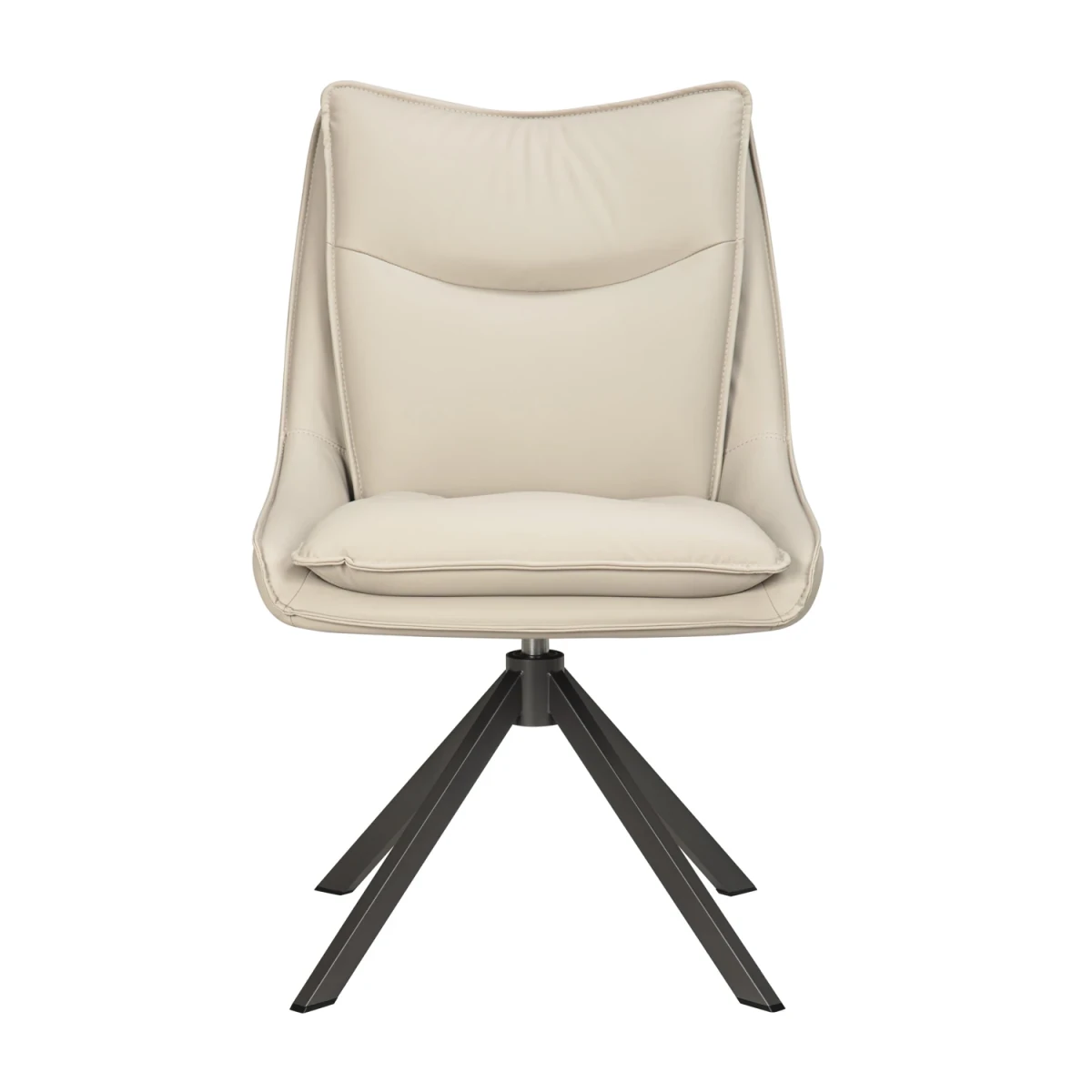 Vogue Leather Effect Stone Swivel Dining Chairs with Black Legs – Set of 4, 6 or 8. Also available in Grey 