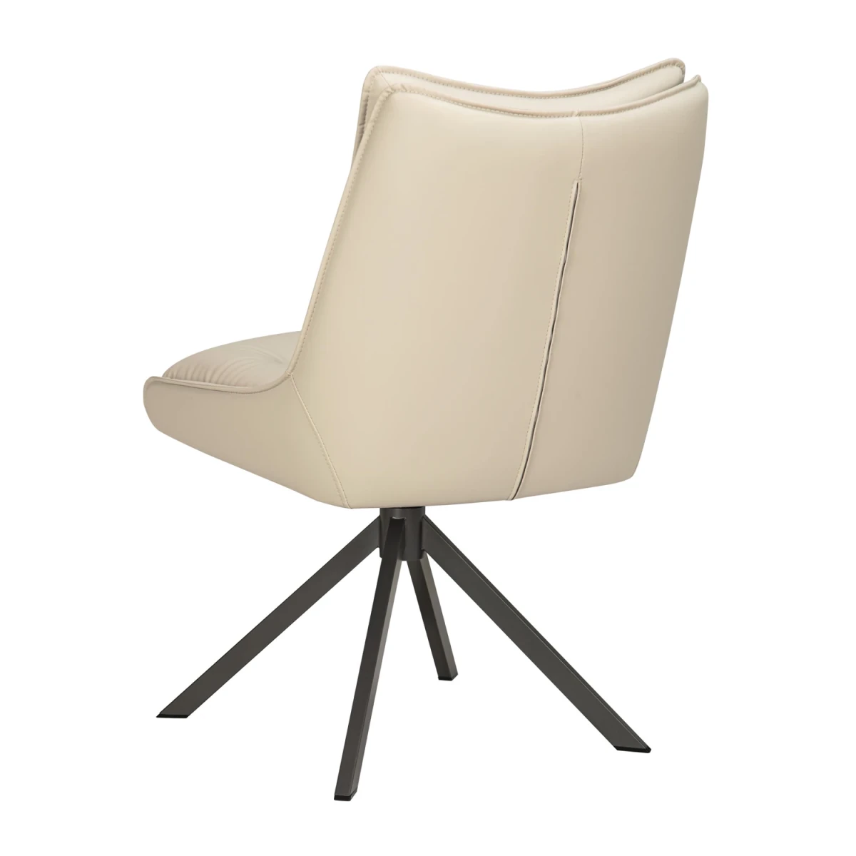 Back view of Vogue Leather Effect Stone Swivel Dining Chairs with Black Legs – Set of 4, 6 or 8