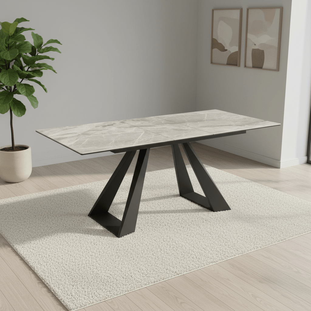 Vortex 160-200cm Grey Gloss Ceramic Extending Dining Table
