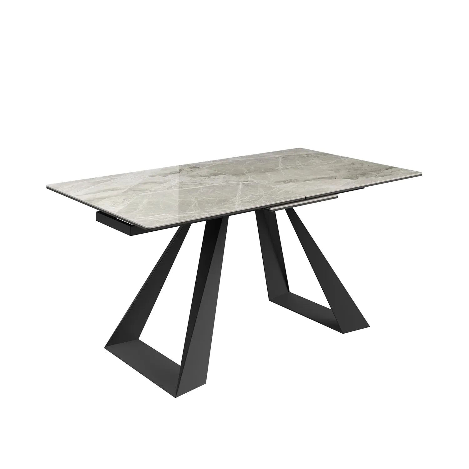 Vortex Grey Gloss Ceramic Extending Dining Table with Athens Chairs Set - Pendle Village Furniture