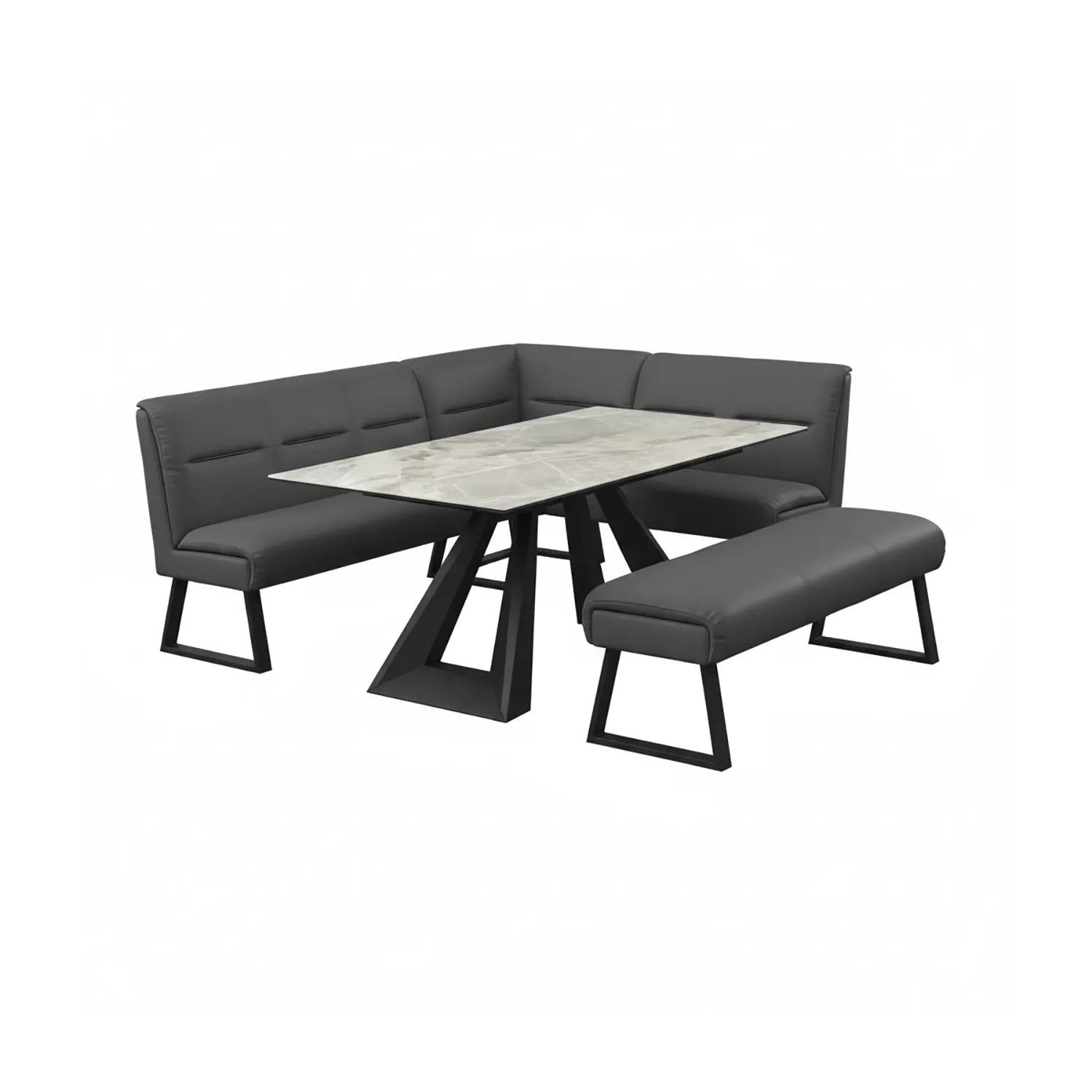 Vortex 160–200cm Grey Gloss Ceramic Extending Dining Table with Cerutti Bench Set - Pendle Village Furniture