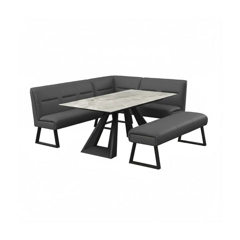 Vortex 160–200cm Grey Gloss Ceramic Extending Dining Table with Cerutti Bench Set - Pendle Village Furniture