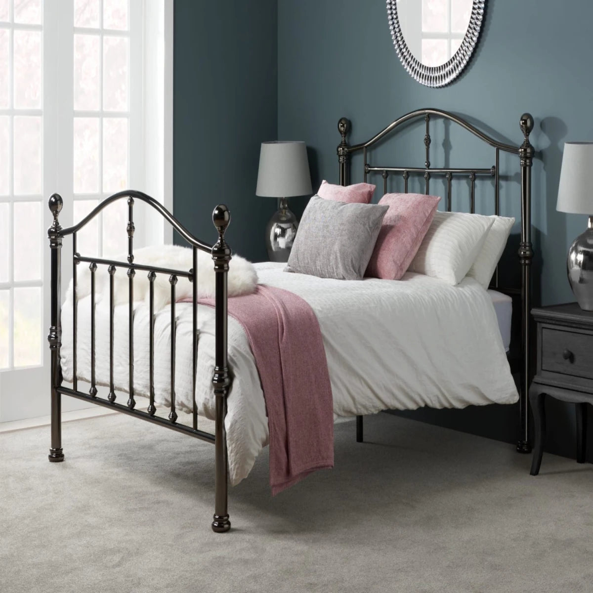 Classic metal bed frame with modern versatility.