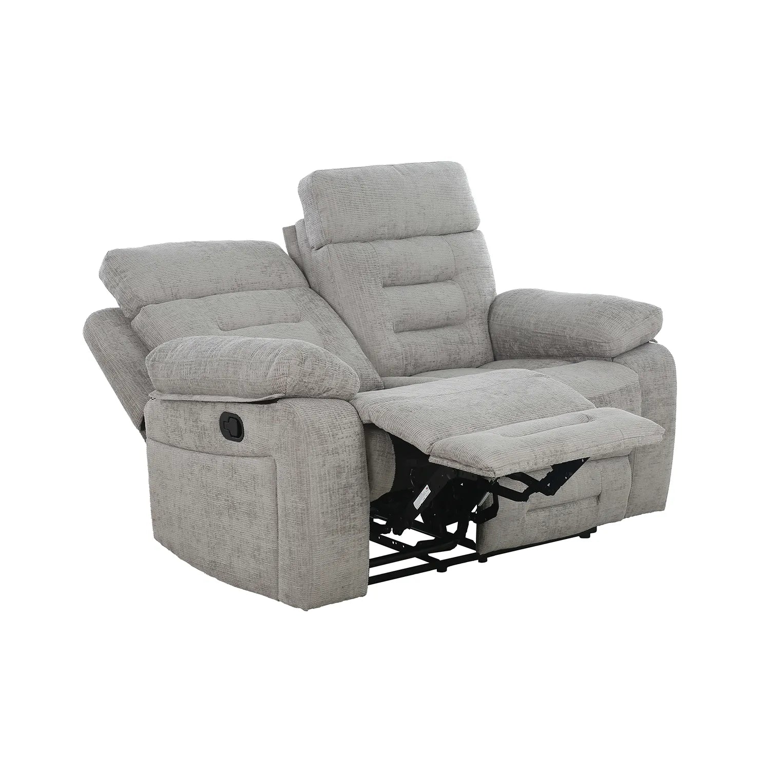 Wakefield 2 Seater Recliner Sofa in Grey Fabric – Reclined Angle