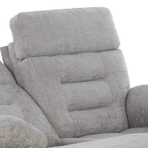 Close Up Back Rest of Wakefield Grey Fabric 2 Seater Manual Recliner Sofa