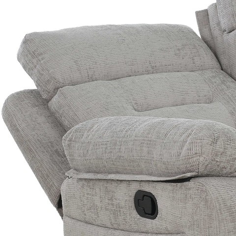 Reclined Close Up Wakefield Grey Fabric 2 Seater Manual Recliner Sofa