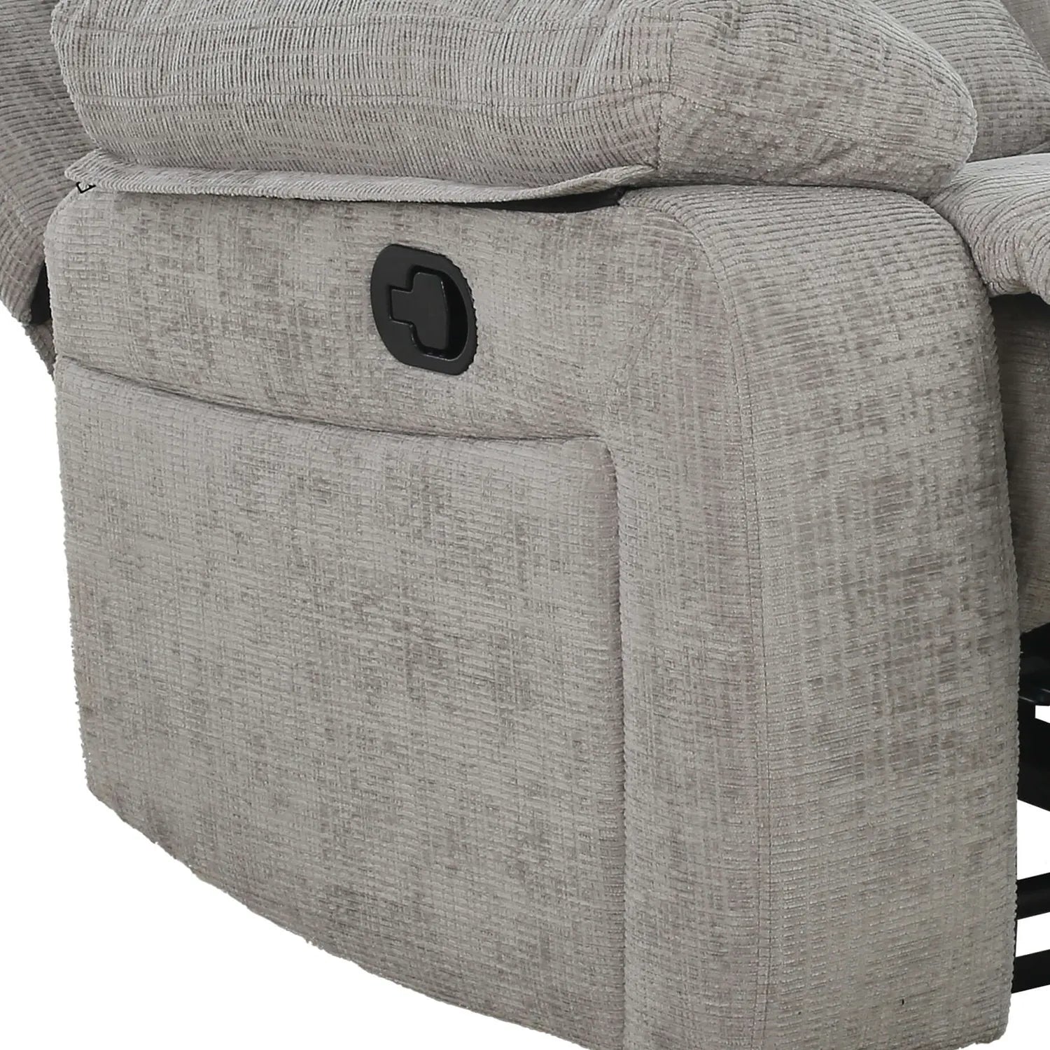 Side Arm Details of Wakefield Grey Fabric 2 Seater Manual Recliner Sofa