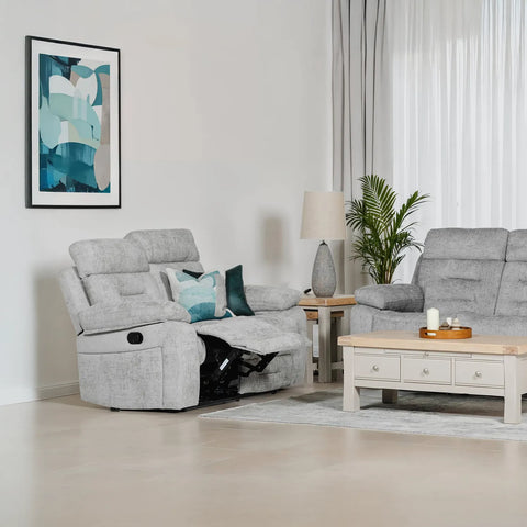 Wakefield Grey Fabric Sofa – Two-Seater Styled in Living Room