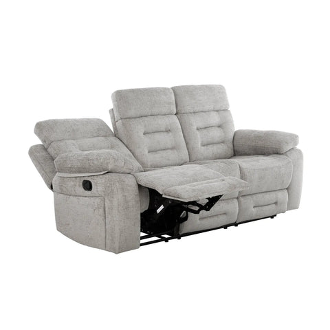 Wakefield Recliner Sofa in Grey Fabric – Reclined Position