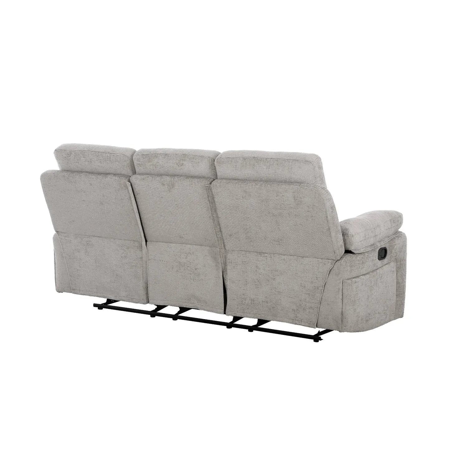 Wakefield Grey Fabric 3 Seater Manual Recliner Sofa – Back View