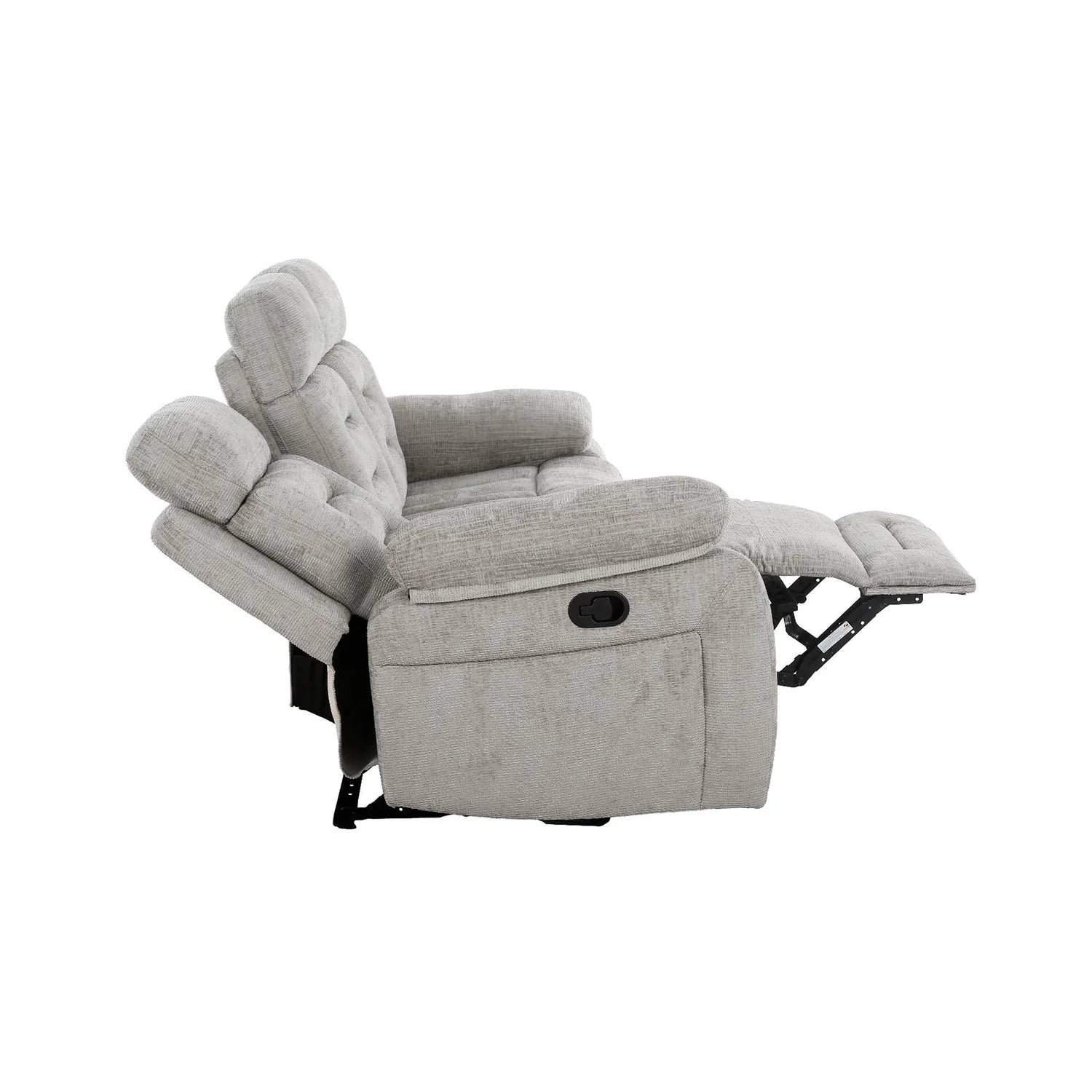 Wakefield Grey Fabric 3 Seater Manual Recliner Sofa – Side View