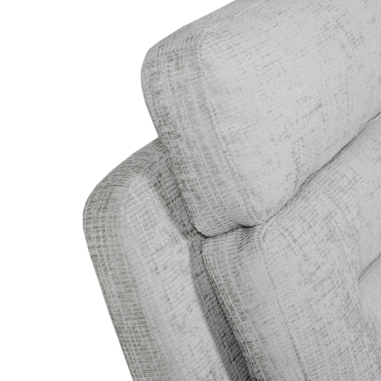 Close up of Backrest of Wakefield Grey Fabric 3 Seater Manual Recliner Sofa