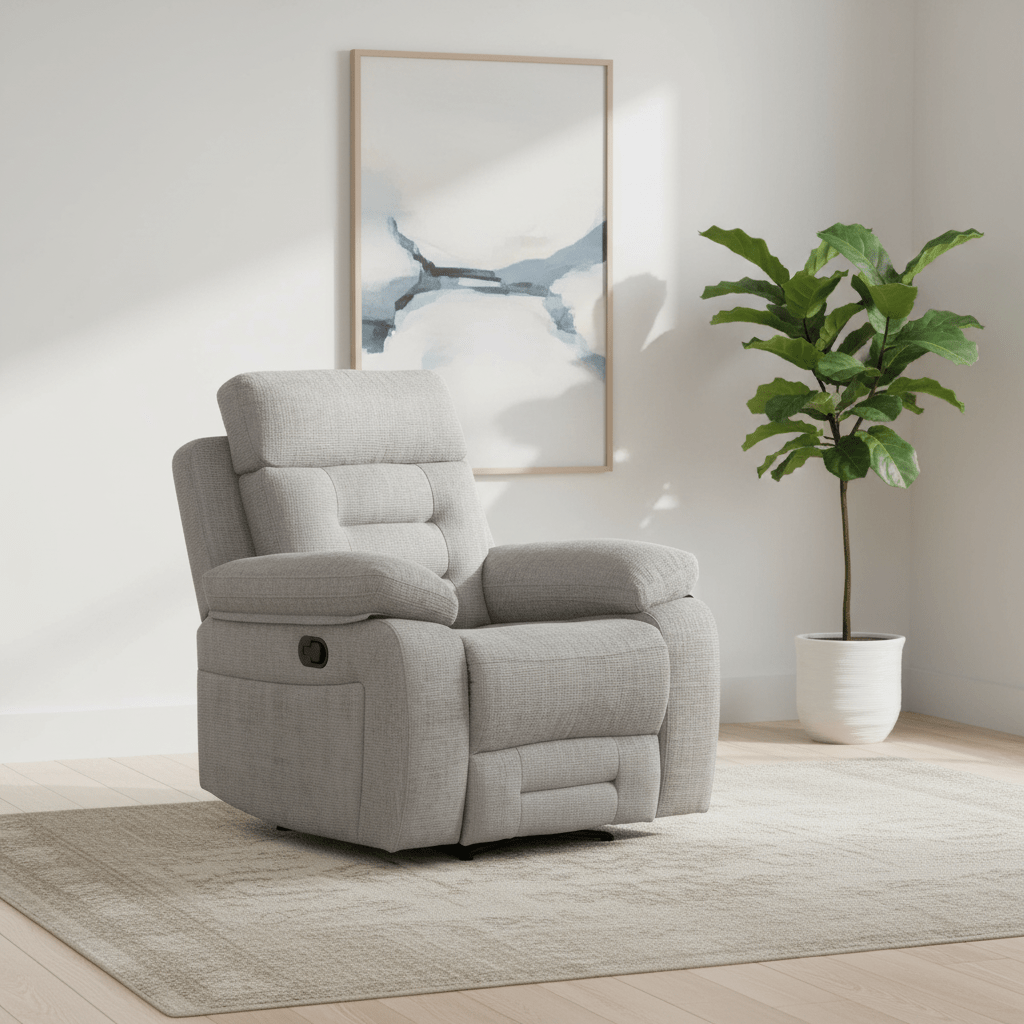 Wakefield Grey Fabric Manual Recliner Armchair
