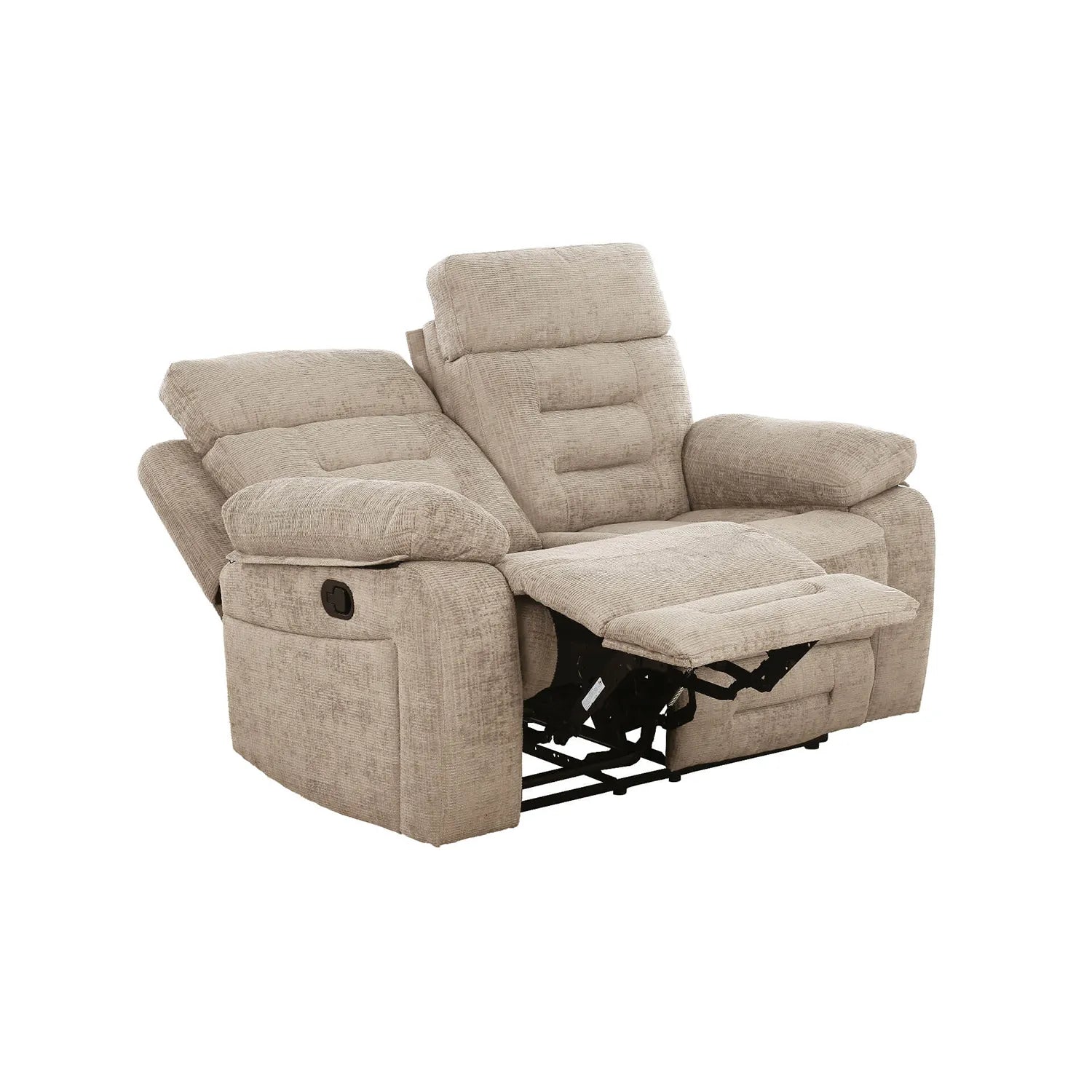 Reclined View Of Wakefield Fabric 2 Seater Manual Recliner Sofa