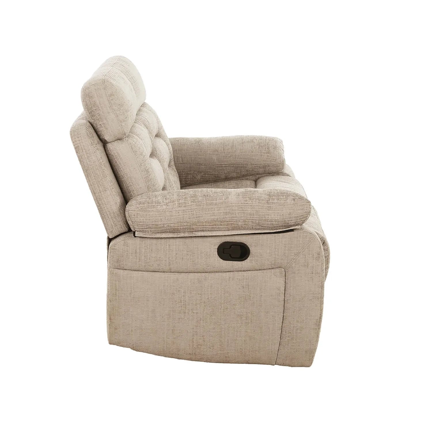 Wakefield Latte Fabric 2 Seater Manual Recliner Sofa – Side View