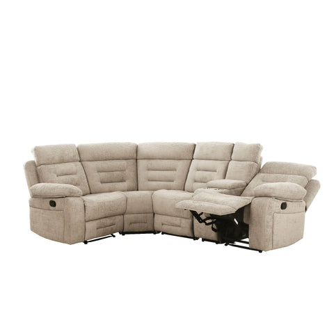 Wakefield Latte Fabric Modular Recliner Corner Sofa , 2 Corner 1 with Console