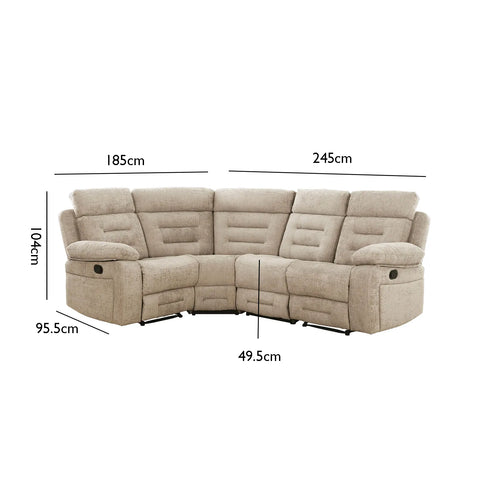 Wakefield Latte Fabric Modular Recliner Corner Sofa - Dimensions