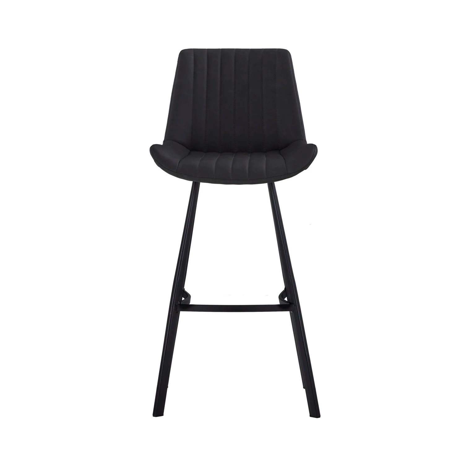 Walker Pair of Light Grey Faux Leather Bar Stools - Charcoal Bar Stool