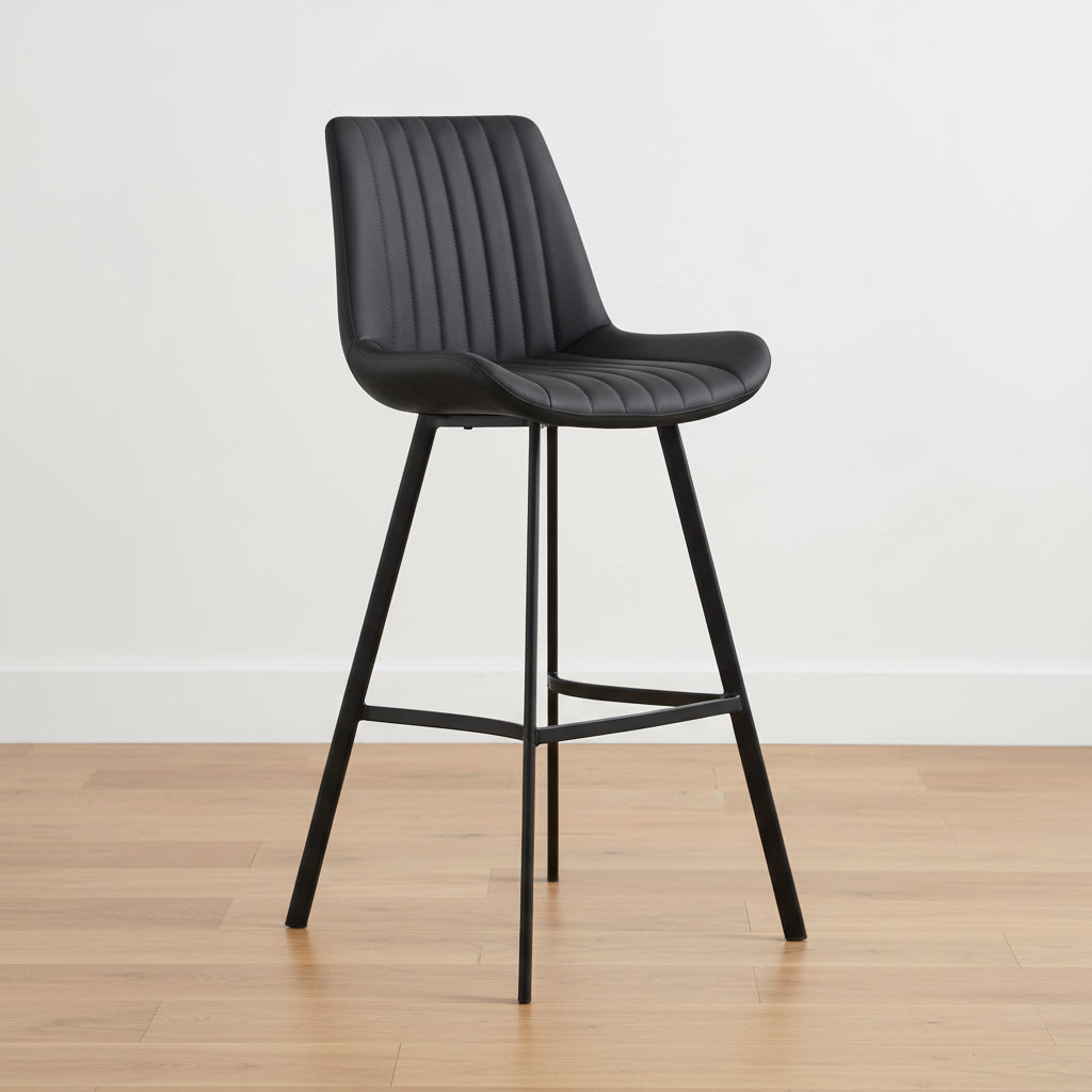 Walker Pair of Charcoal Faux Leather Bar Stools - Pendle Village Furniture