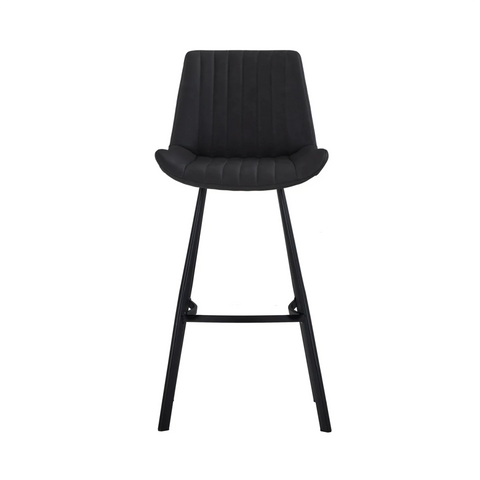 Walker Pair of Charcoal Faux Leather Bar Stools - Pendle Village Furniture