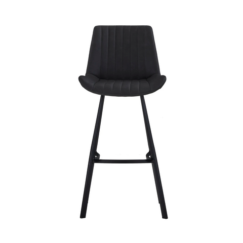 Walker Pair of Light Grey Faux Leather Bar Stools - Charcoal Bar Stool